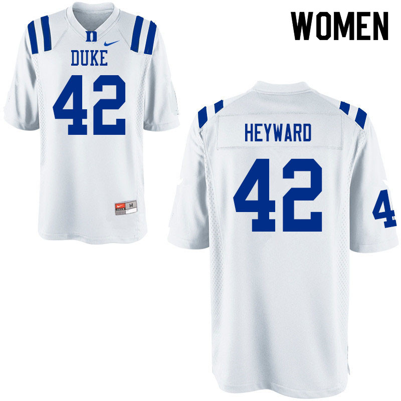 Women #42 Shaka Heyward Duke Blue Devils College Football Jerseys Sale-White